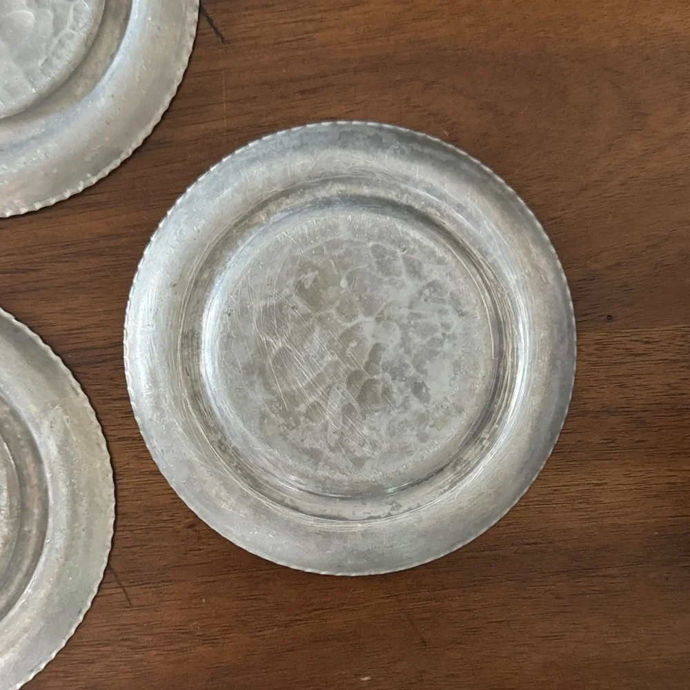 Hammered Aluminum Coasters, Fish Themed — 3 Count